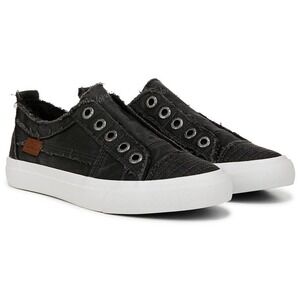 Blowfish Malibu Play Women Black Canvas Slip On Sneaker Distressed Sz 7 M New